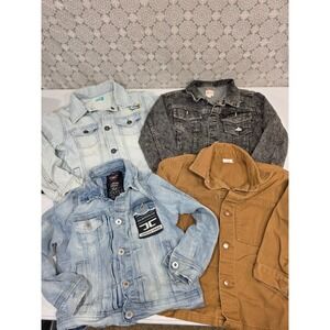 4- Kids Denim Jean Jackets Dinosaur‎ Jordan Craig Tan Black Wash Size 5/6 READ